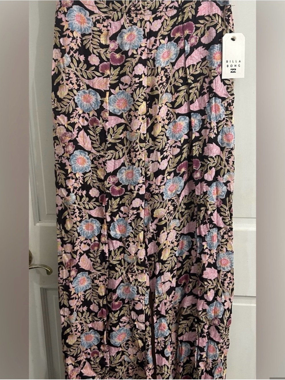 Billabong Black Maxi Skirt with Pink & Blue Floral Print